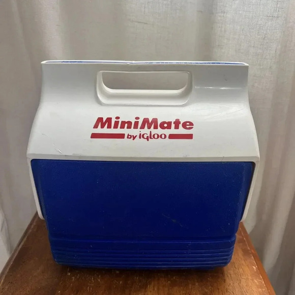 Vintage Mini Mate Cooler Lunch Box by Igloo Made in USA‎ Blue White Purple - Picture 1 of 11